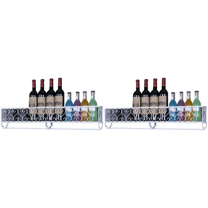 Metal Modern Wine Shelf with Bottle Stemware Holder Wall Mounted Wine Racks 31.5"L x 3.9"W x 6.7"H White 2 Piece Set Clearhalo 'furn' 'furn_wine_racks' 'Furniture' 'Kitchen & Dining Furniture' 'Wine Racks' 'wine_racks' 5875006