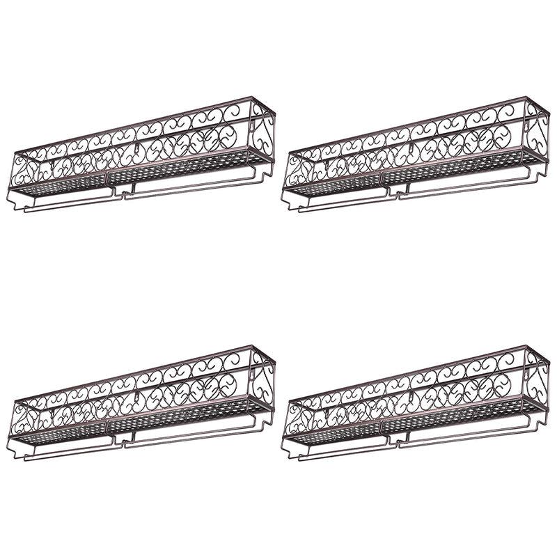 Metal Modern Wine Shelf with Bottle Stemware Holder Wall Mounted Wine Racks 31.5"L x 3.9"W x 6.7"H Coppery 4 Piece Set Clearhalo 'furn' 'furn_wine_racks' 'Furniture' 'Kitchen & Dining Furniture' 'Wine Racks' 'wine_racks' 5875009