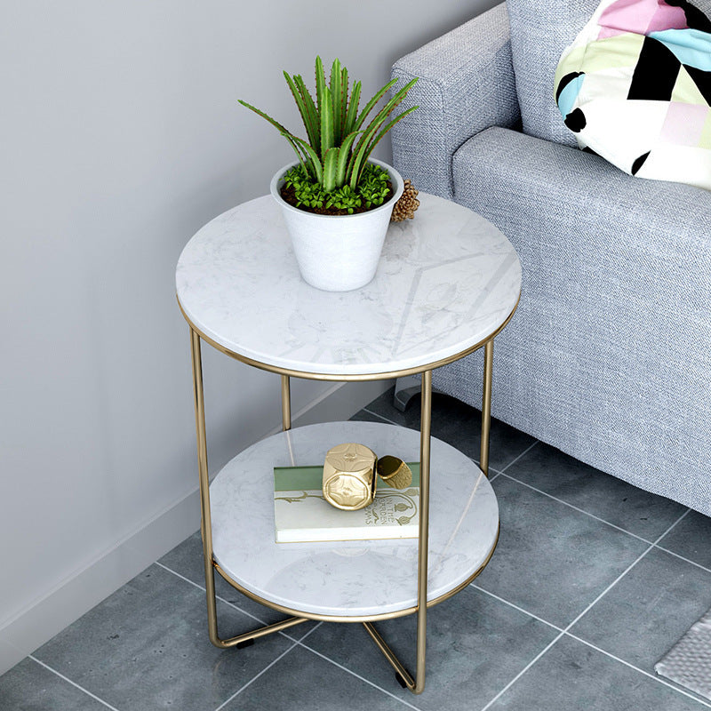 23.62 "Cama de altura Mesa de mármol nocturna con 2 estantes