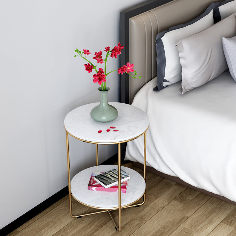 23.62 "Cama de altura Mesa de mármol nocturna con 2 estantes