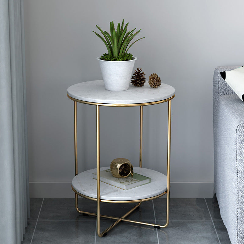 23.62 "Cama de altura Mesa de mármol nocturna con 2 estantes