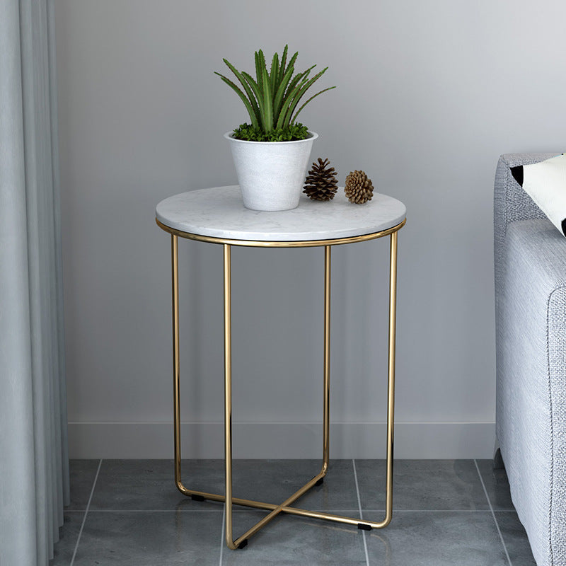 23.62 "Cama de altura Mesa de mármol nocturna con 2 estantes