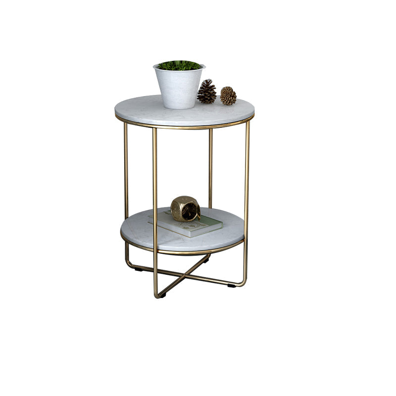 23.62 "Cama de altura Mesa de mármol nocturna con 2 estantes