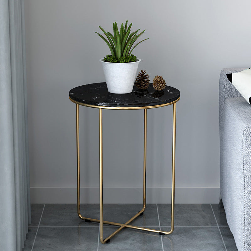 23.62 "Cama de altura Mesa de mármol nocturna con 2 estantes