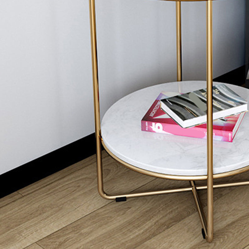 23.62 "Cama de altura Mesa de mármol nocturna con 2 estantes