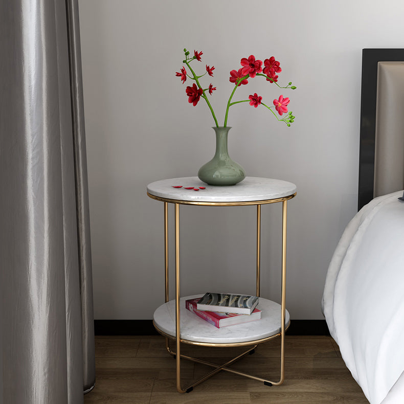 23.62 "Cama de altura Mesa de mármol nocturna con 2 estantes