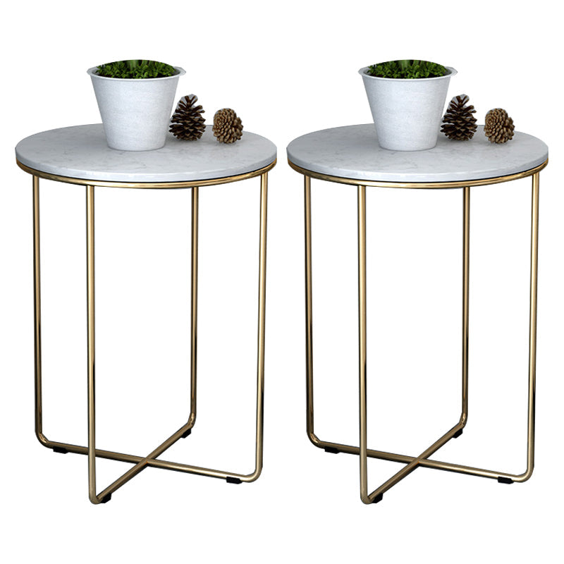 23.62 "Cama de altura Mesa de mármol nocturna con 2 estantes