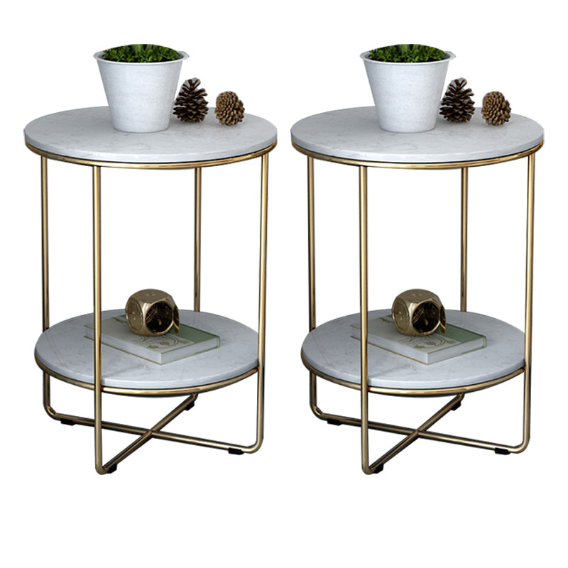 23.62 "Cama de altura Mesa de mármol nocturna con 2 estantes