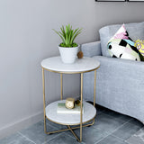 23.62 "Cama de altura Mesa de mármol nocturna con 2 estantes