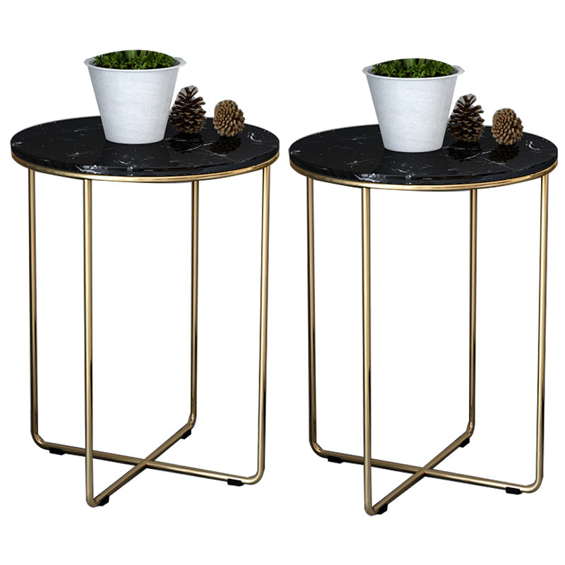 23.62 "Cama de altura Mesa de mármol nocturna con 2 estantes