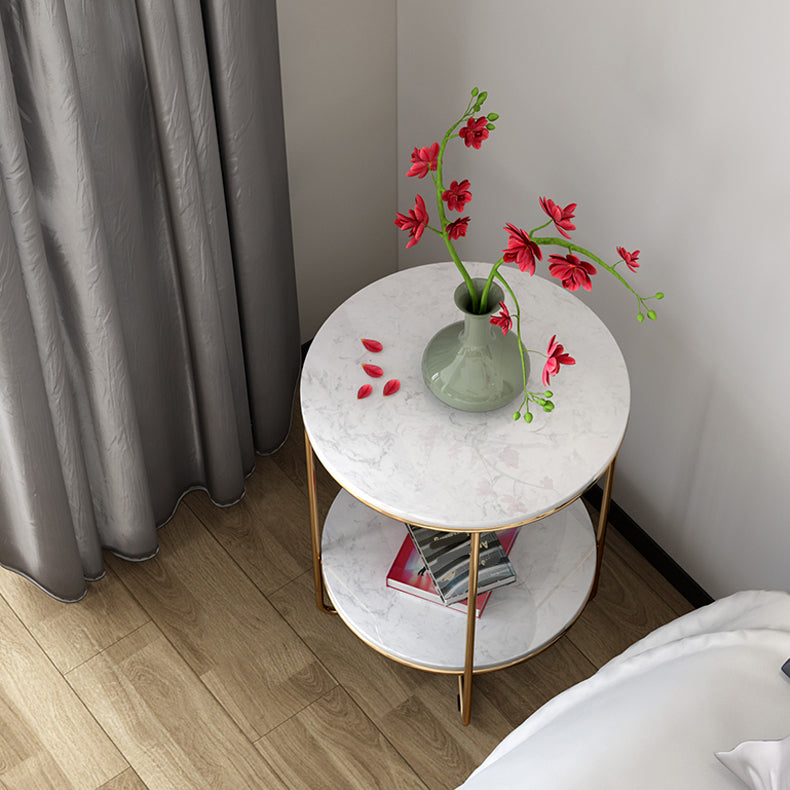 23.62 "Cama de altura Mesa de mármol nocturna con 2 estantes