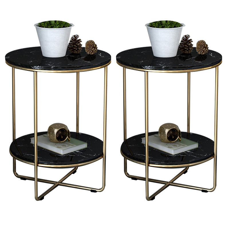 23.62 "Cama de altura Mesa de mármol nocturna con 2 estantes