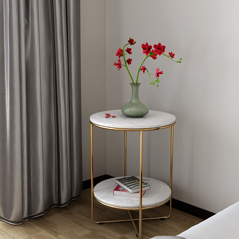 23.62 "Cama de altura Mesa de mármol nocturna con 2 estantes