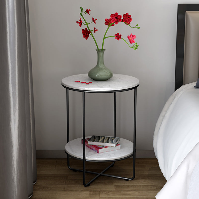 23.62 "Cama de altura Mesa de mármol nocturna con 2 estantes