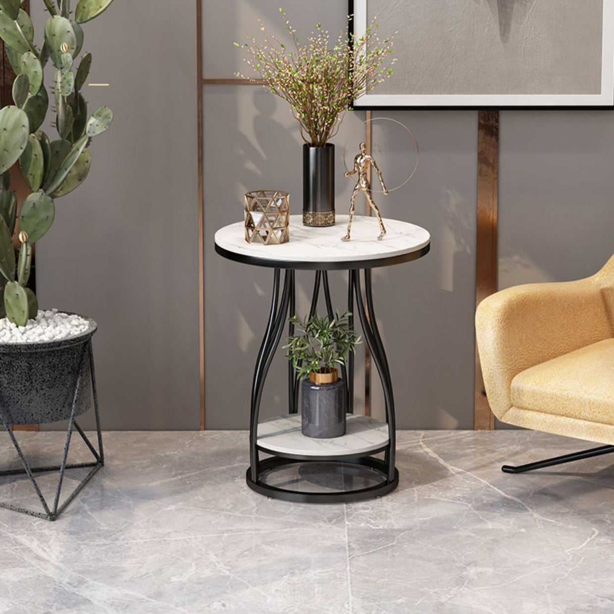 Mesa de metal acento mesa de noche mesa de noche inferior para dormitorio