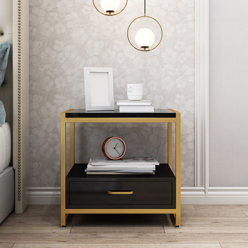 Metal Bedside Cabinet Drawers Included Bedside Cabinet for Bedroom Black 1 Piece Clearhalo 'Bedroom Furniture' 'furn' 'furn_night_stand' 'Furniture' 'night_stand' 'Nightstands' 5875633