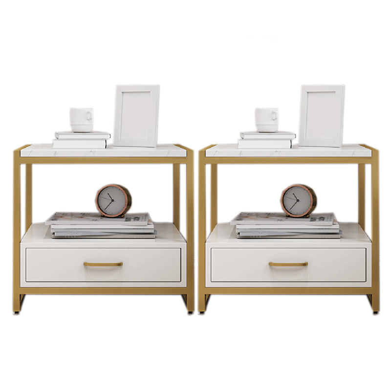 Metal Bedside Cabinet Drawers Included Bedside Cabinet for Bedroom White 2 Piece Set Clearhalo 'Bedroom Furniture' 'furn' 'furn_night_stand' 'Furniture' 'night_stand' 'Nightstands' 5875638