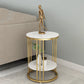 Faux Marble Accent Table Nightstand 21.65" Tall Glam Bedside Cabinet with 2 Shelves Clearhalo 'Bedroom Furniture' 'furn' 'furn_night_stand' 'Furniture' 'night_stand' 'Nightstands' 5875651