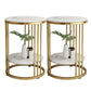 Faux Marble Accent Table Nightstand 21.65" Tall Glam Bedside Cabinet with 2 Shelves 16"L x 16"W x 22"H Gold 2 Piece Set Clearhalo 'Bedroom Furniture' 'furn' 'furn_night_stand' 'Furniture' 'night_stand' 'Nightstands' 5875656