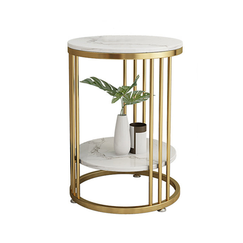 Faux Marble Accent Table Nightstand 21.65" Tall Glam Bedside Cabinet with 2 Shelves Clearhalo 'Bedroom Furniture' 'furn' 'furn_night_stand' 'Furniture' 'night_stand' 'Nightstands' 5875657