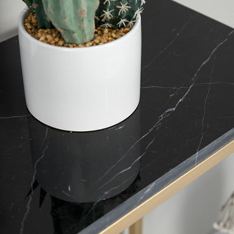 Faux Marble Accent Table Nightstand 21.65" Tall Glam Bedside Cabinet with 2 Shelves Clearhalo 'Bedroom Furniture' 'furn' 'furn_night_stand' 'Furniture' 'night_stand' 'Nightstands' 5875661