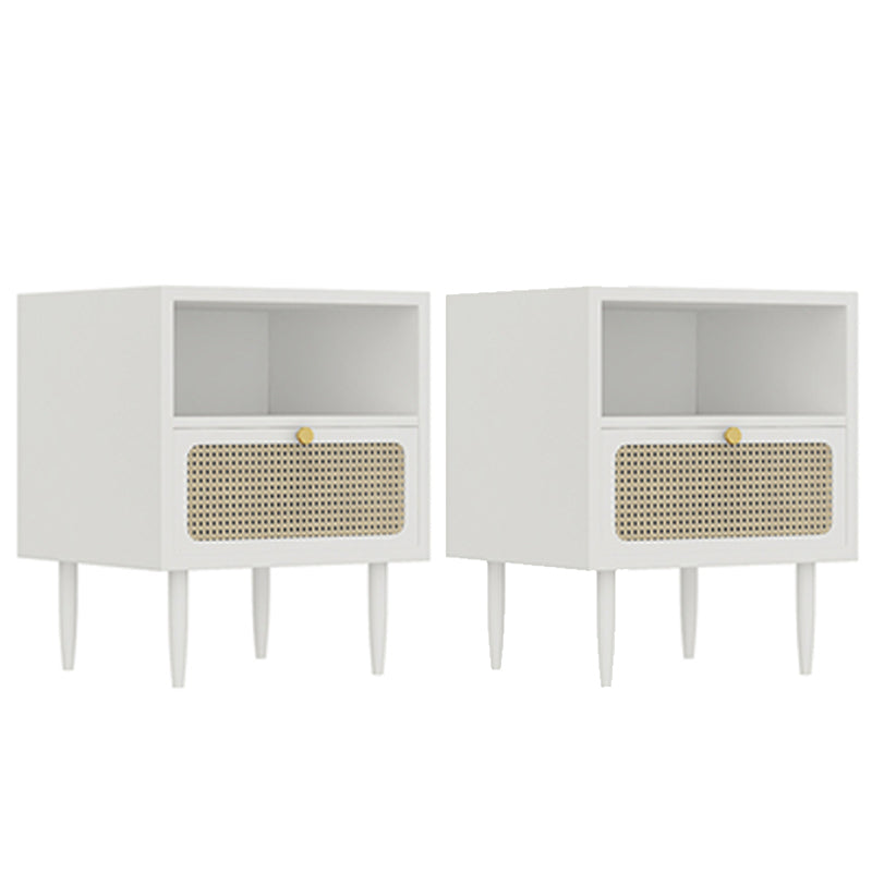 Wicker & Rattan Modern Night Table Solid Wood 2-Drawer Storage Nightstand in Black/White White 2 Piece Set 1 Clearhalo 'Bedroom Furniture' 'furn' 'furn_night_stand' 'Furniture' 'night_stand' 'Nightstands' 5875671