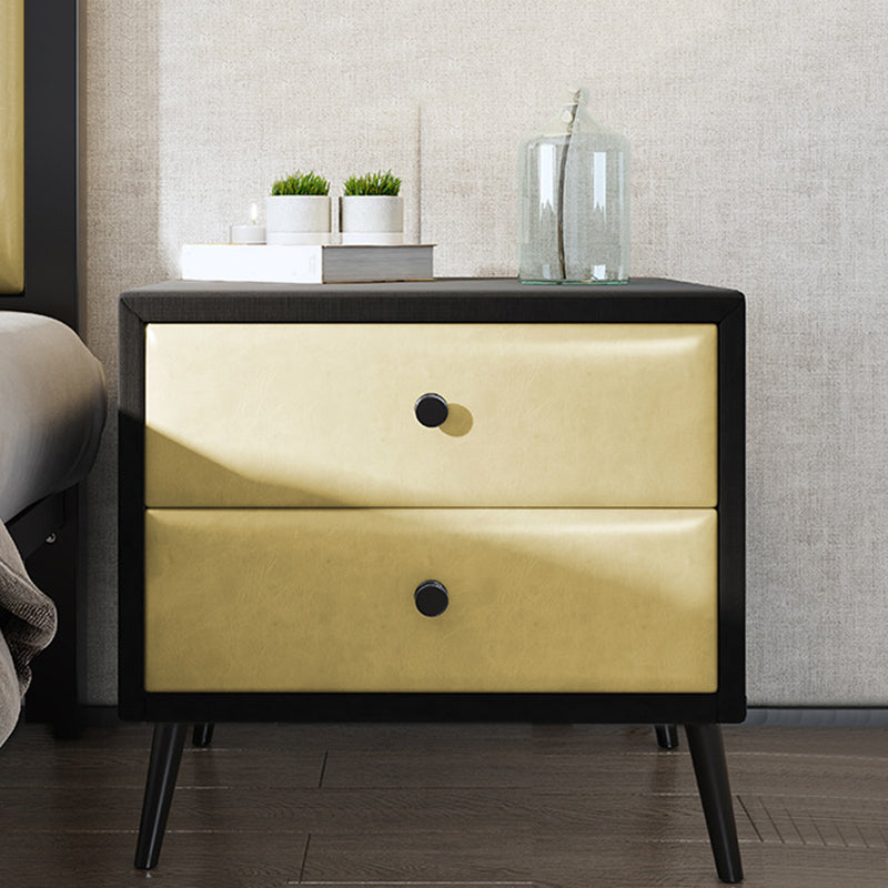 Las patas del gabinete de la cama de cuero falso incluyen 19.69 "mesa de noche de 2 cavadores de alto