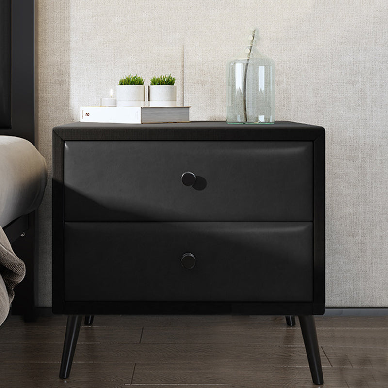 Las patas del gabinete de la cama de cuero falso incluyen 19.69 "mesa de noche de 2 cavadores de alto