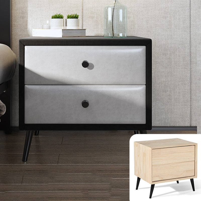 Las patas del gabinete de la cama de cuero falso incluyen 19.69 "mesa de noche de 2 cavadores de alto