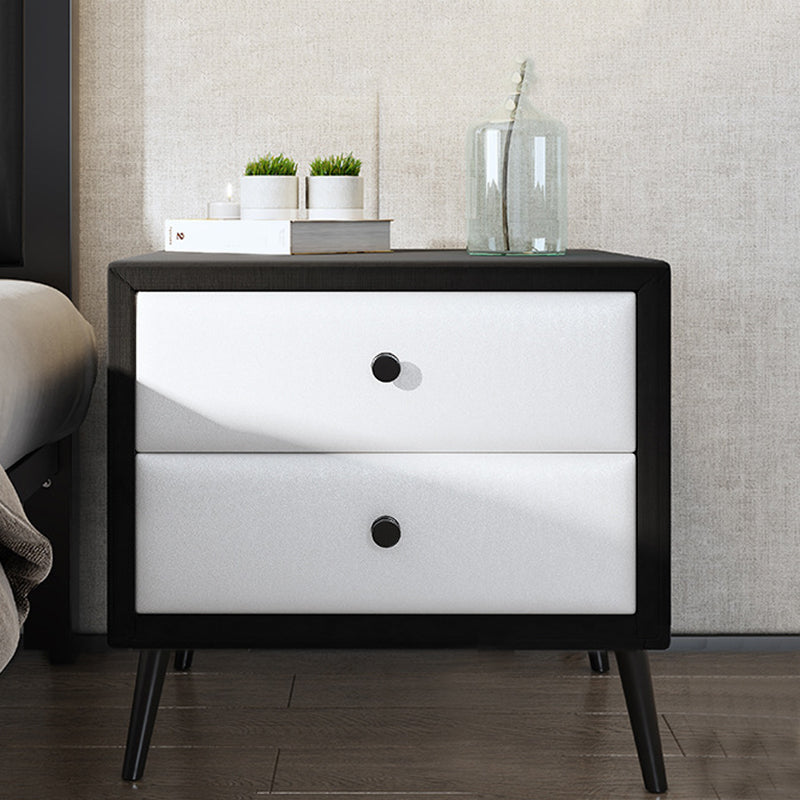 Las patas del gabinete de la cama de cuero falso incluyen 19.69 "mesa de noche de 2 cavadores de alto