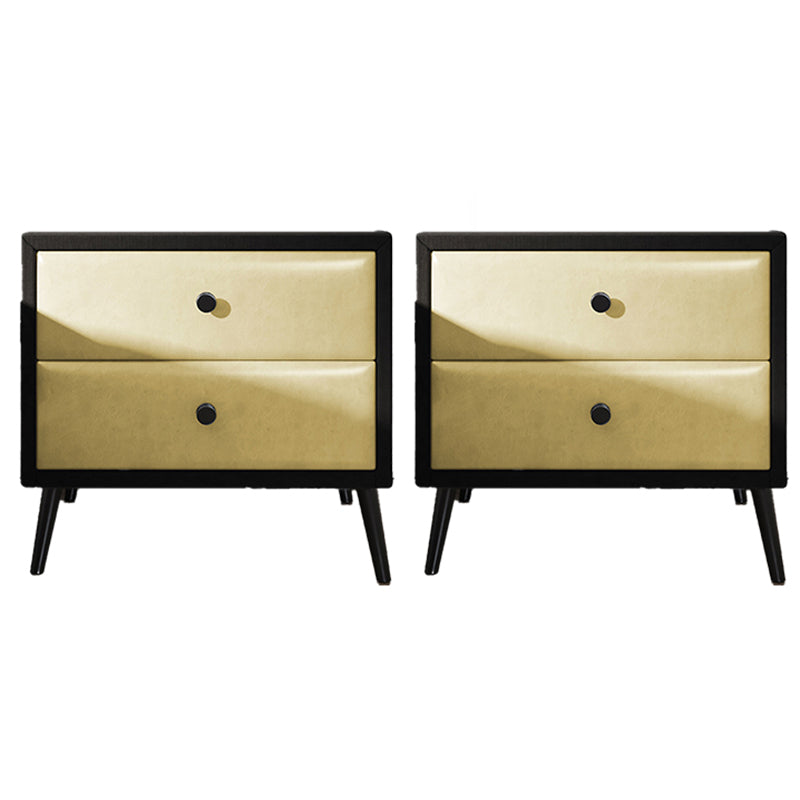 Las patas del gabinete de la cama de cuero falso incluyen 19.69 "mesa de noche de 2 cavadores de alto