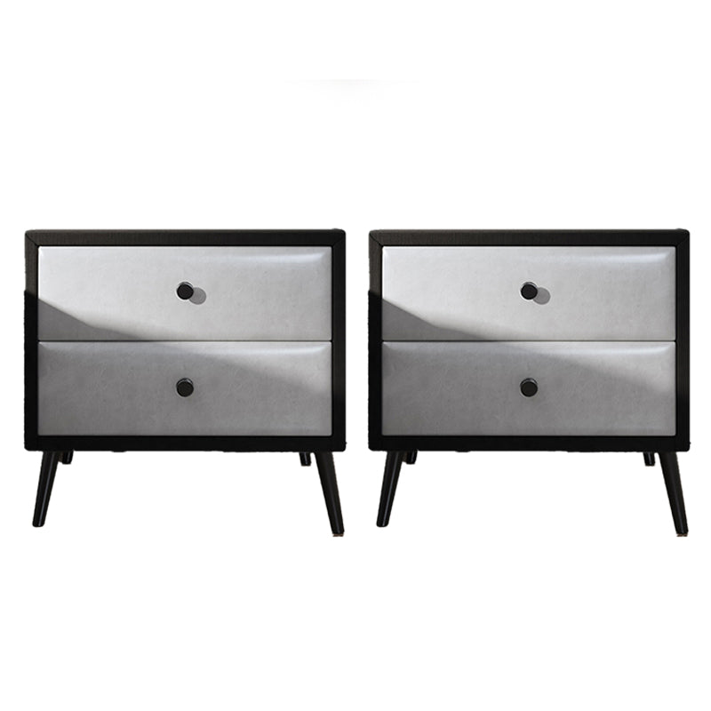 Las patas del gabinete de la cama de cuero falso incluyen 19.69 "mesa de noche de 2 cavadores de alto