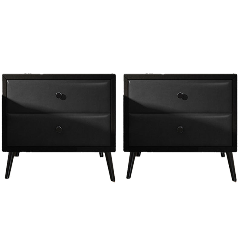 Las patas del gabinete de la cama de cuero falso incluyen 19.69 "mesa de noche de 2 cavadores de alto