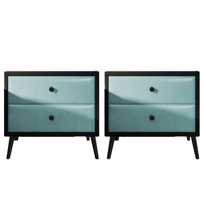 Las patas del gabinete de la cama de cuero falso incluyen 19.69 "mesa de noche de 2 cavadores de alto