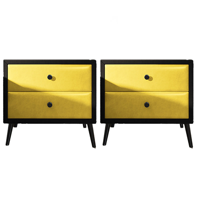 Las patas del gabinete de la cama de cuero falso incluyen 19.69 "mesa de noche de 2 cavadores de alto