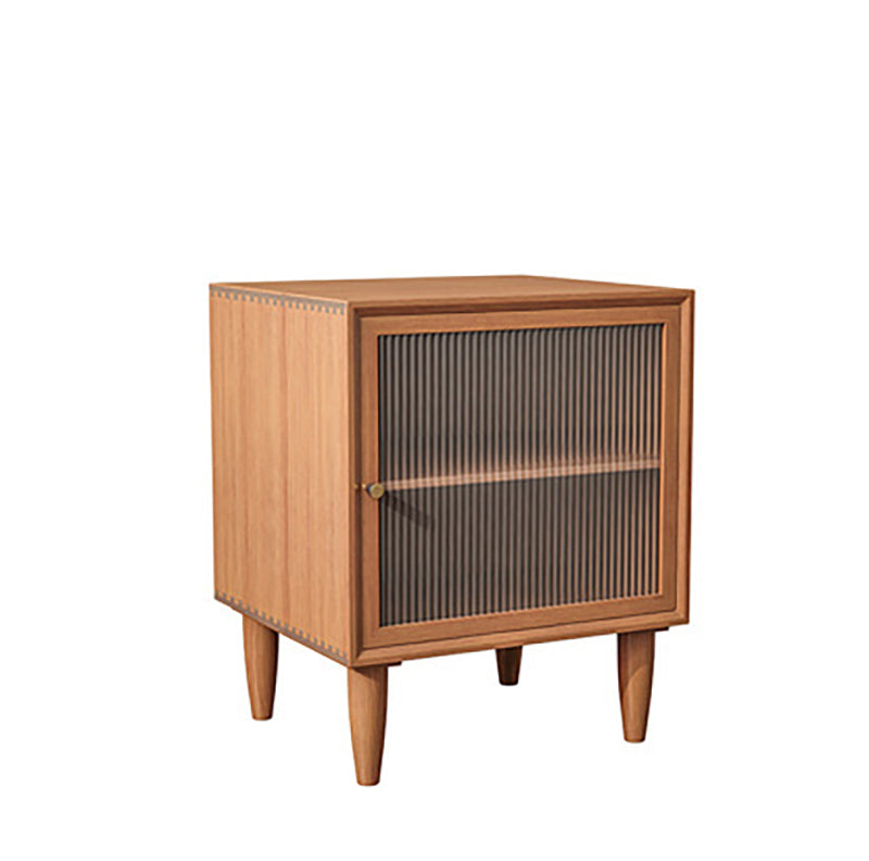 Portes d'armoires de chevet en bois massif comprenant une table de nuit moderne avec des jambes