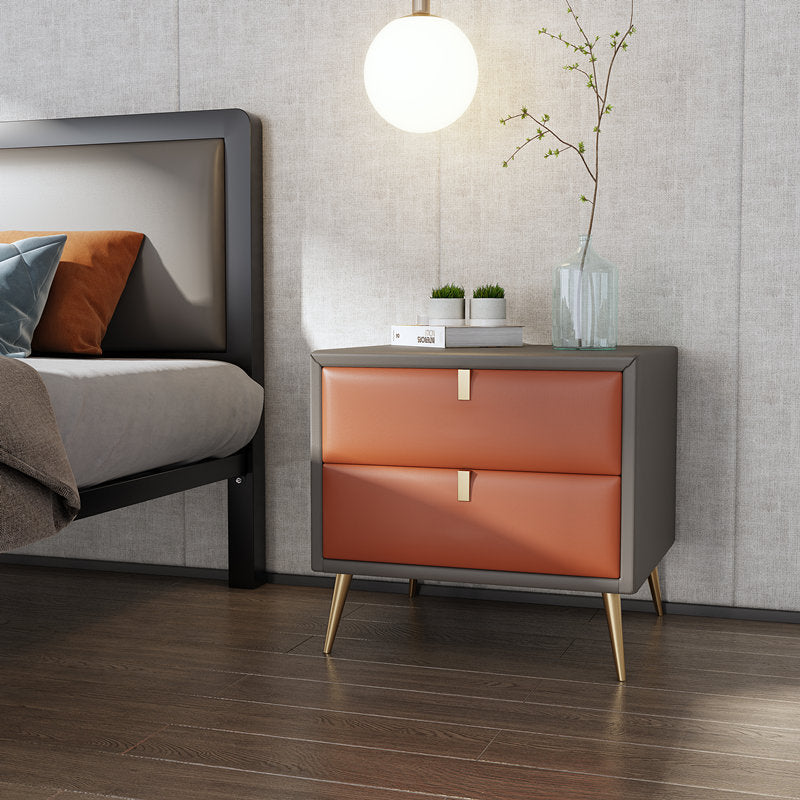 Las patas del gabinete de la cama de cuero falso incluyen la mesa nocturna de 2-Drawer de 19 "69