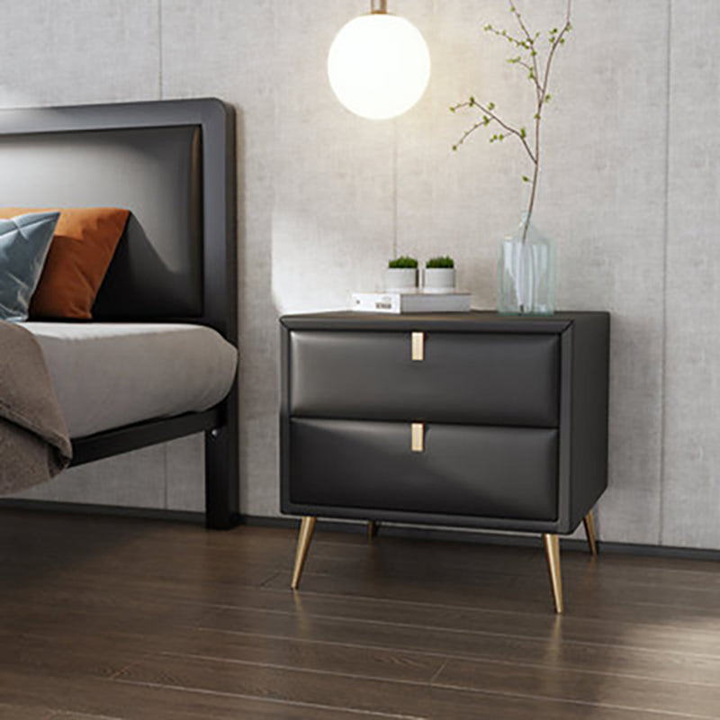 Las patas del gabinete de la cama de cuero falso incluyen la mesa nocturna de 2-Drawer de 19 "69