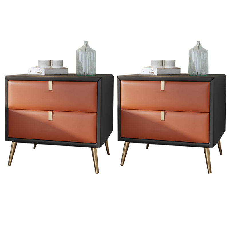 Las patas del gabinete de la cama de cuero falso incluyen la mesa nocturna de 2-Drawer de 19 "69