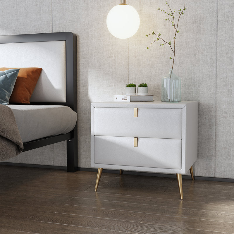 Las patas del gabinete de la cama de cuero falso incluyen la mesa nocturna de 2-Drawer de 19 "69