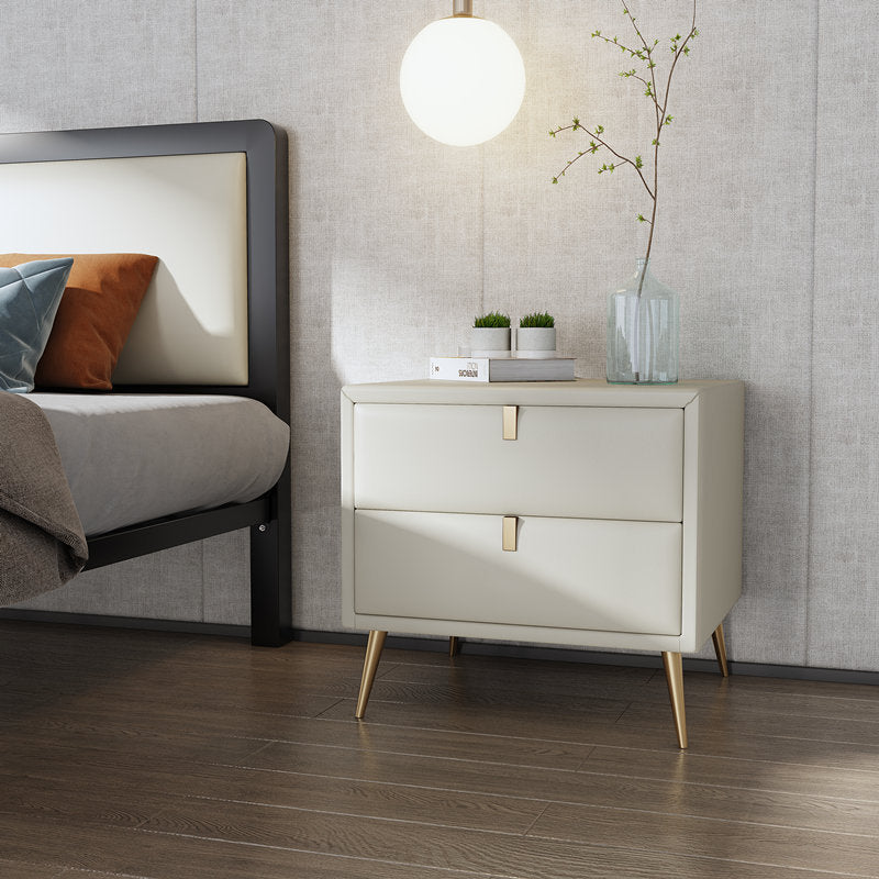Las patas del gabinete de la cama de cuero falso incluyen la mesa nocturna de 2-Drawer de 19 "69