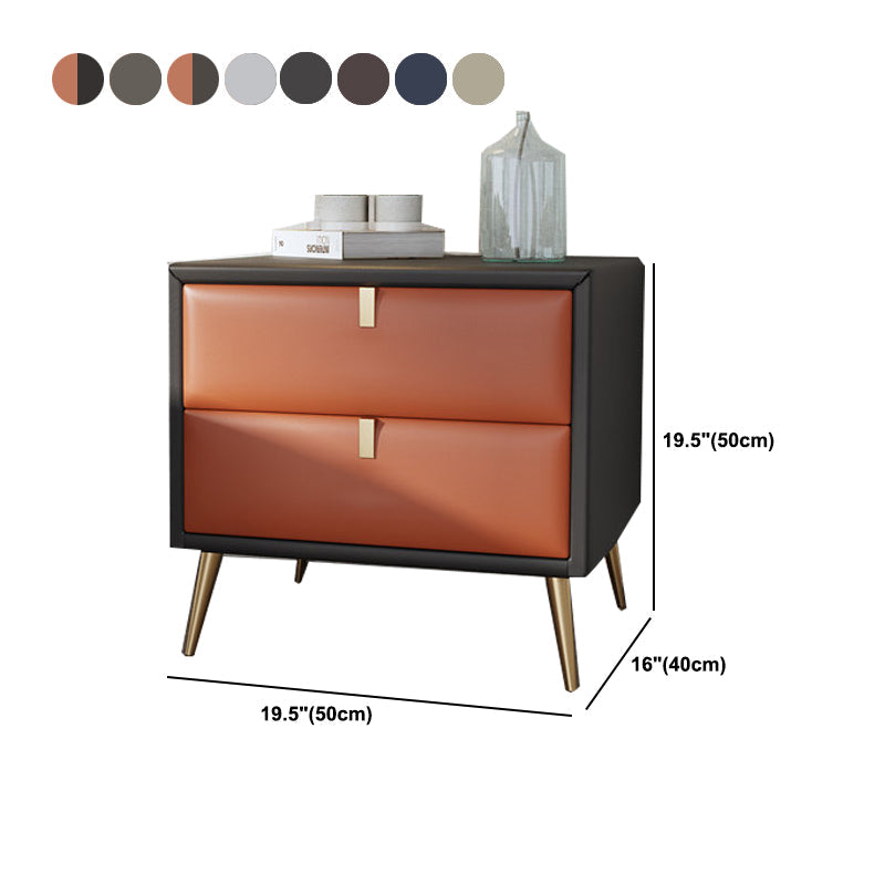 Las patas del gabinete de la cama de cuero falso incluyen la mesa nocturna de 2-Drawer de 19 "69
