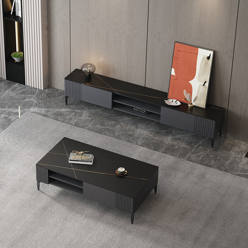 Contemporary TV Stand Stone Marble Top TV Cabinet with Splayed Legs Clearhalo 'furn' 'furn_tv_stands_entertainment_centers' 'Furniture' 'Living Room Furniture' 'TV Stands & Entertainment Centers' 'TV Stands & Media Storage Furniture' 'tv_stands_entertainment_centers' 5876180