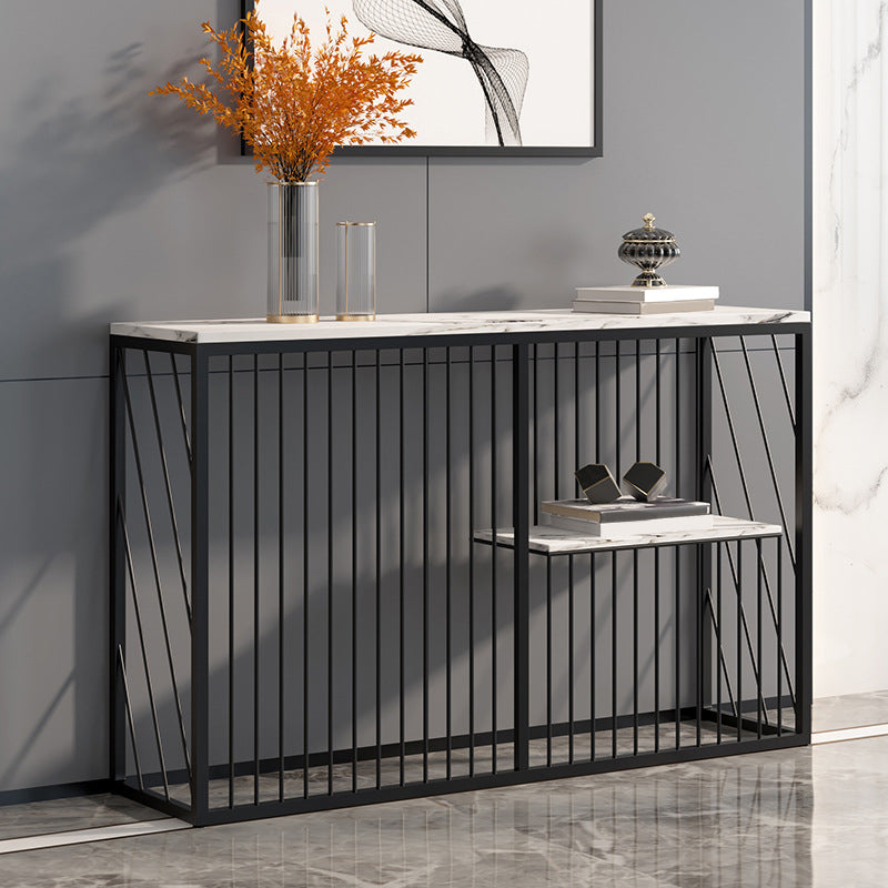 Tavolo da divano di divano console in pietra contemporanea tavolo da estremità resistente alle macchie per la sala