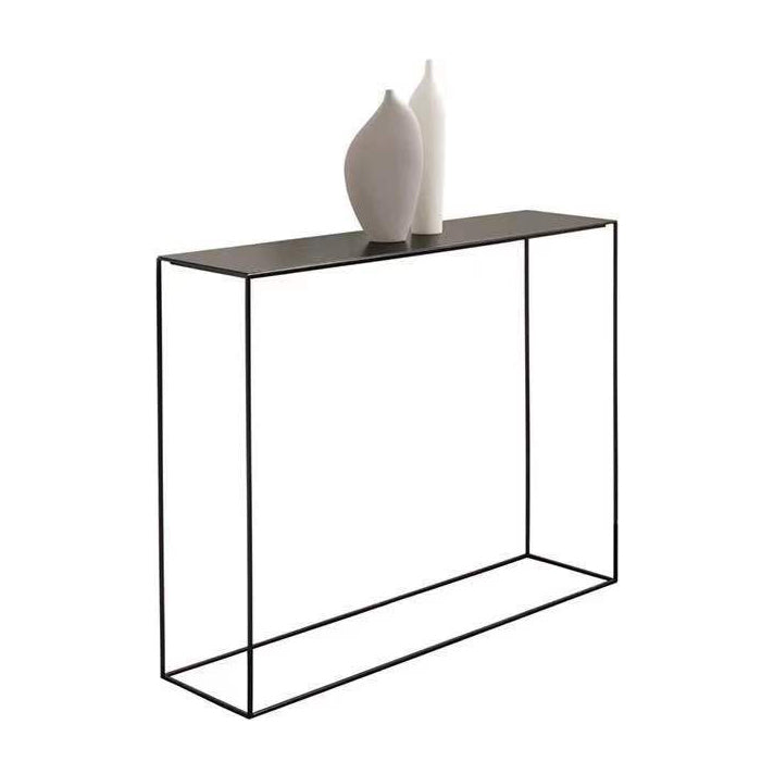 Metal Rectangle Console Table 9.8 Inch Wide Contemporary End Table Clearhalo 'Console Tables' 'console_tables' 'Entry & Mudroom Furniture' 'furn' 'furn_console_tables' 'Furniture' 5876327