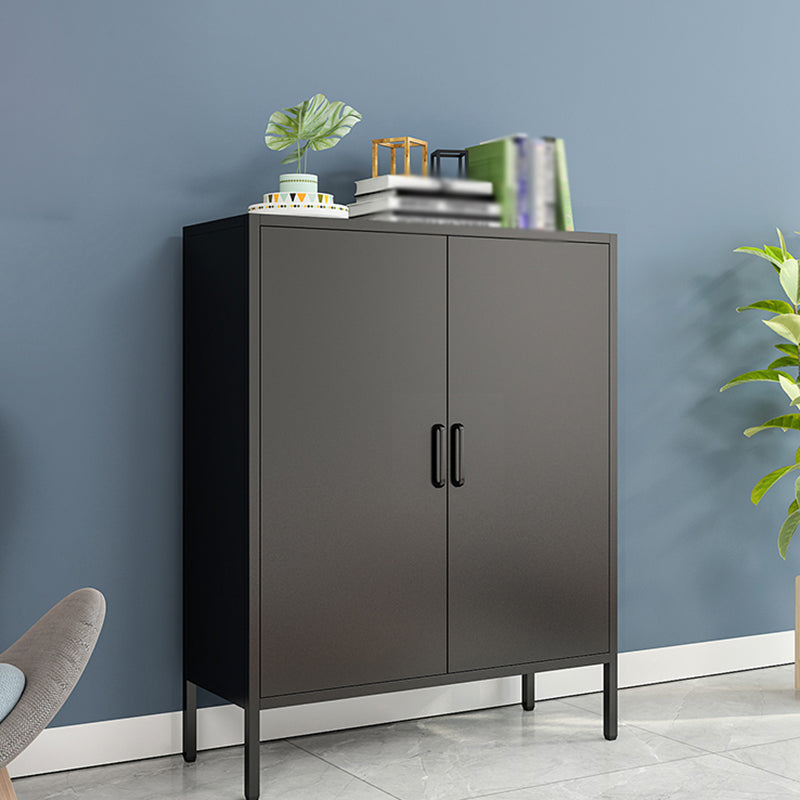 40"H Modern Style Buffet Server Metal Frame 2 Doors Dining Server for Kitchen Black Metal Clearhalo 'buffet_sideboard' 'Buffets & Sideboards' 'furn' 'furn_buffet_sideboard' 'Furniture' 'Kitchen & Dining Furniture' 5876407