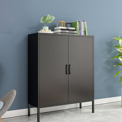 40"H Modern Style Buffet Server Metal Frame 2 Doors Dining Server for Kitchen Black Metal Clearhalo 'buffet_sideboard' 'Buffets & Sideboards' 'furn' 'furn_buffet_sideboard' 'Furniture' 'Kitchen & Dining Furniture' 5876407