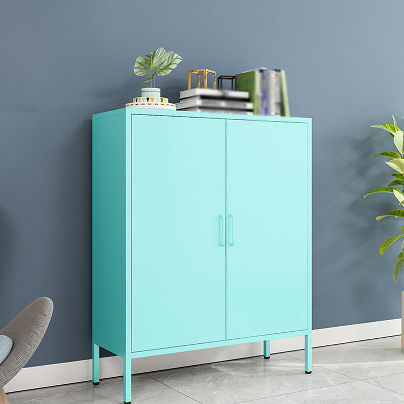 40"H Modern Style Buffet Server Metal Frame 2 Doors Dining Server for Kitchen Blue Metal Clearhalo 'buffet_sideboard' 'Buffets & Sideboards' 'furn' 'furn_buffet_sideboard' 'Furniture' 'Kitchen & Dining Furniture' 5876408