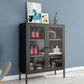 40"H Modern Style Buffet Server Metal Frame 2 Doors Dining Server for Kitchen Black Glass Clearhalo 'buffet_sideboard' 'Buffets & Sideboards' 'furn' 'furn_buffet_sideboard' 'Furniture' 'Kitchen & Dining Furniture' 5876409