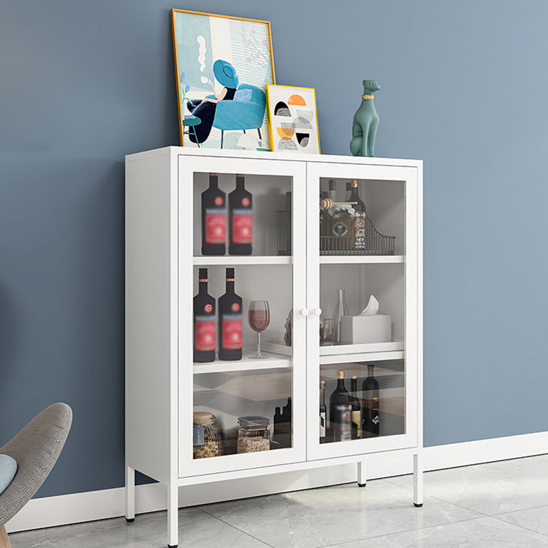 40"H Modern Style Buffet Server Metal Frame 2 Doors Dining Server for Kitchen White Glass Clearhalo 'buffet_sideboard' 'Buffets & Sideboards' 'furn' 'furn_buffet_sideboard' 'Furniture' 'Kitchen & Dining Furniture' 5876415